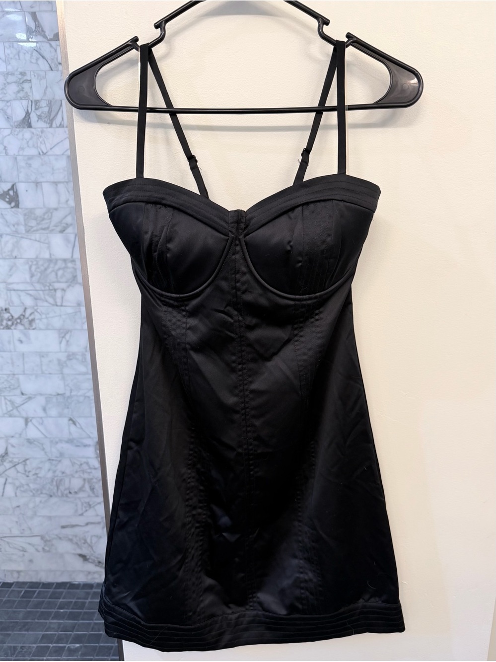 Forever 21 Short Black Bustier Slip Dress with Adjustable Straps, Size Medium